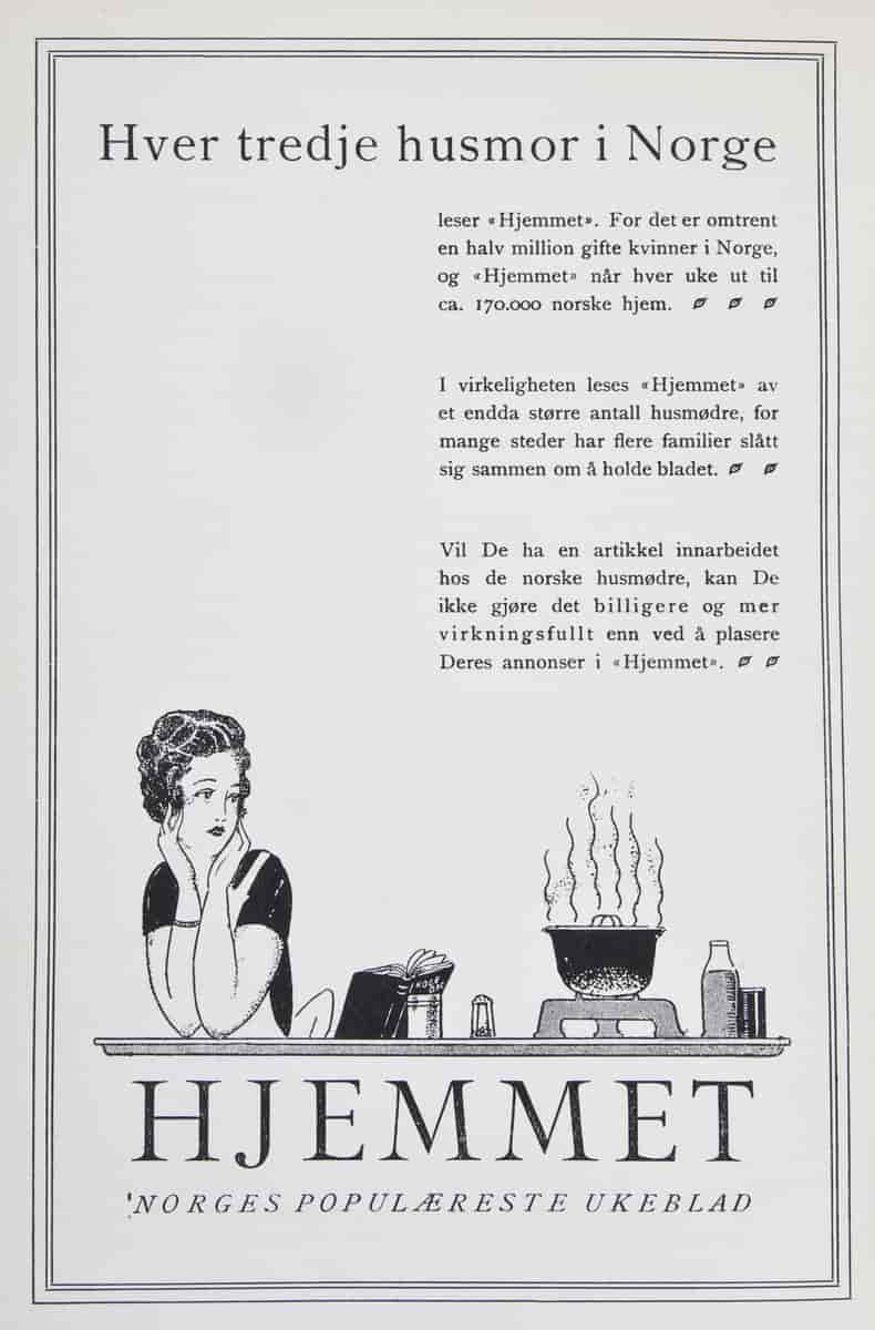 Reklame for Hjemmet fra 1926