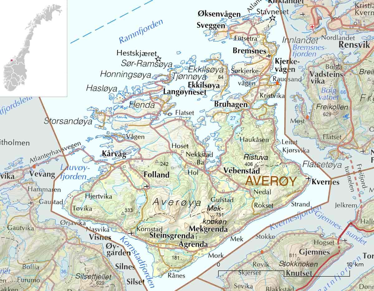 Kart over Averøy kommune