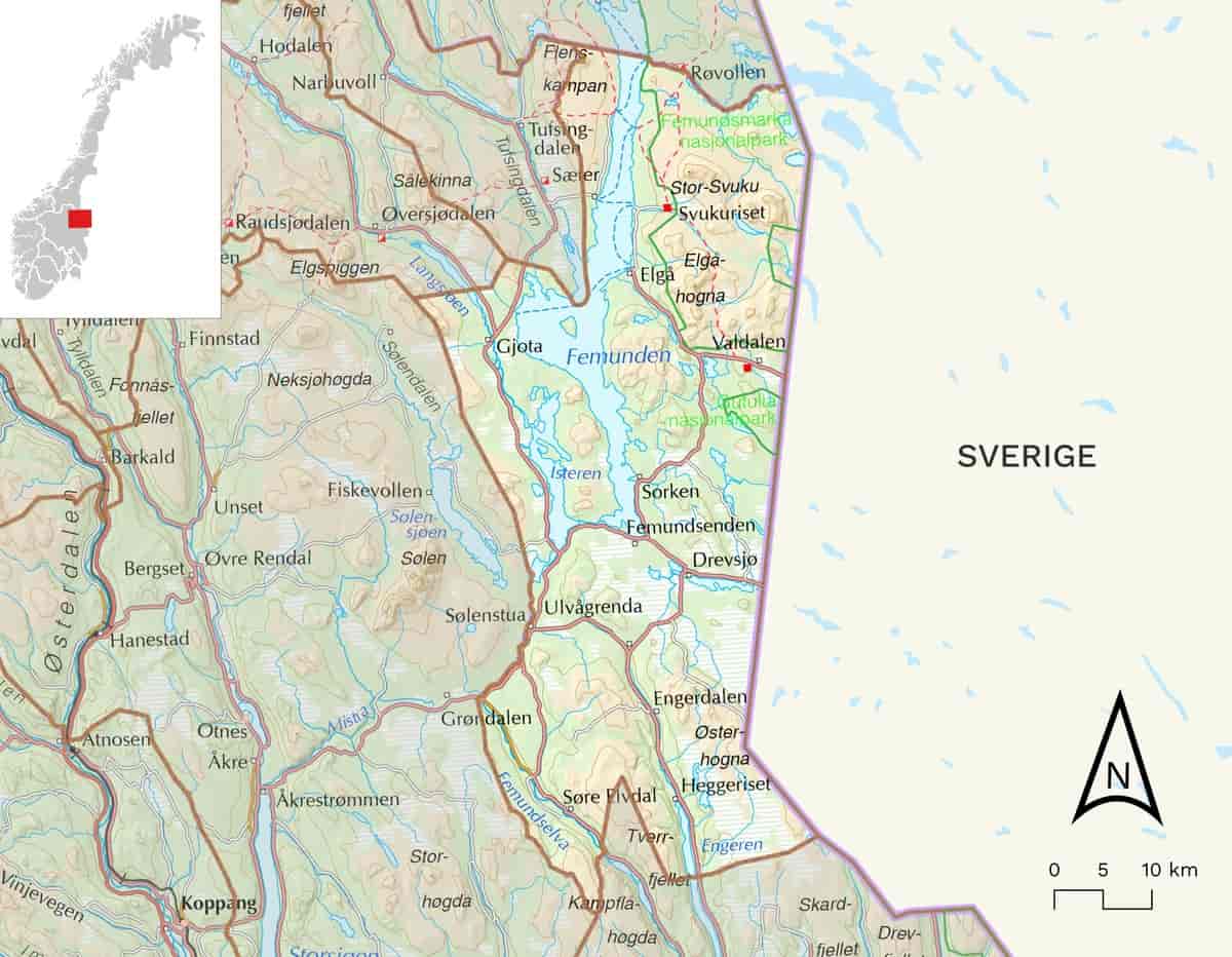 Kart over Engerdal kommune