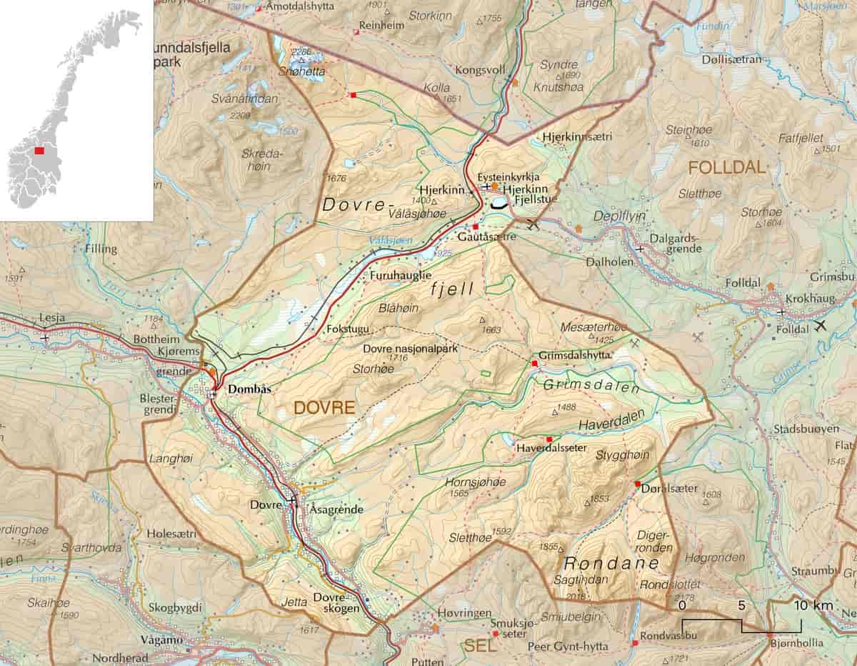 Kart over Dovre kommune