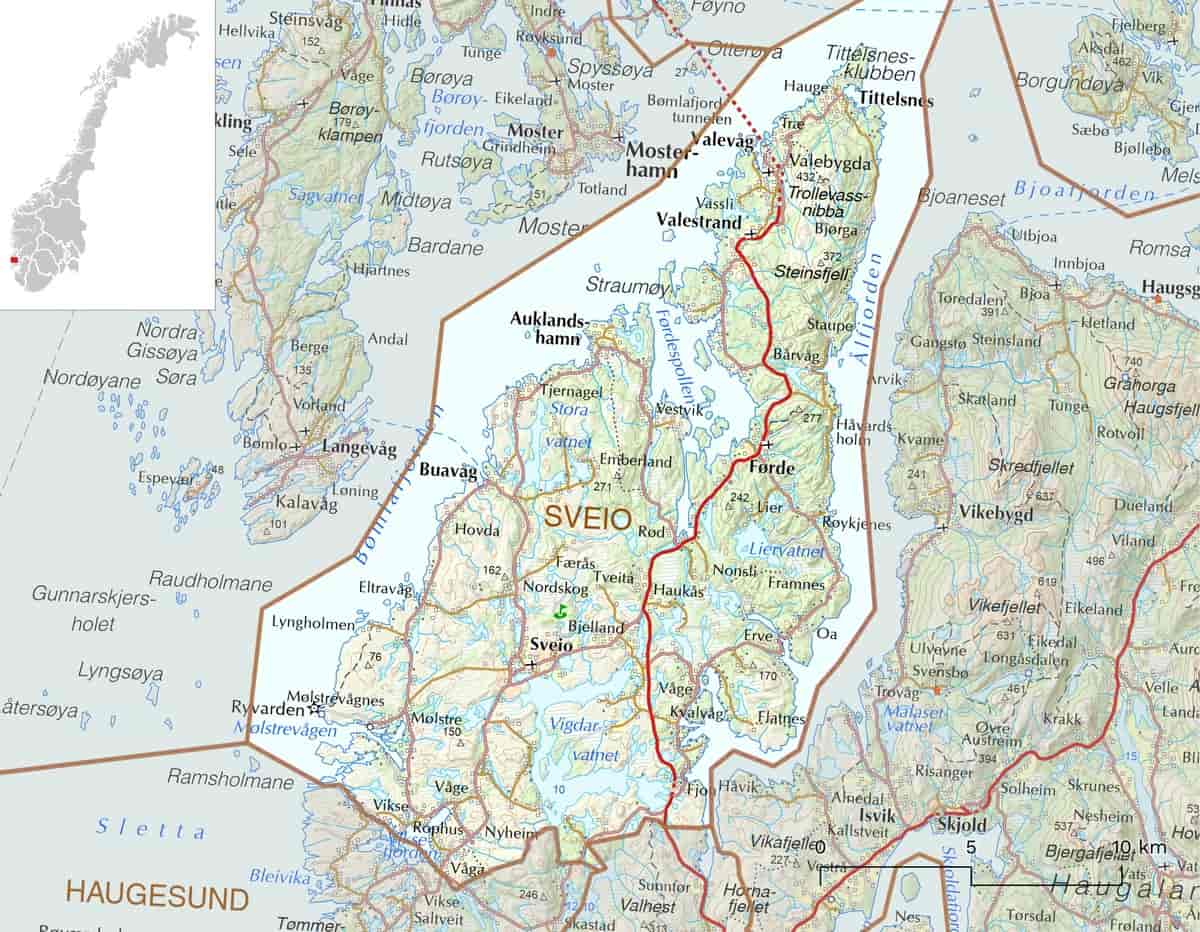 Kart over Sveio kommune