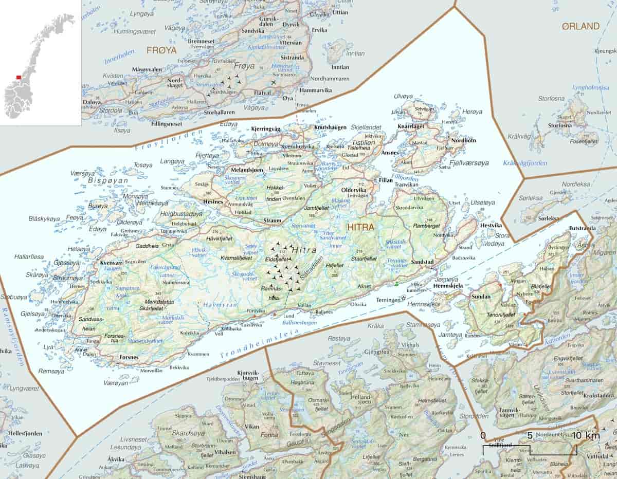 Kart over Hitra kommune