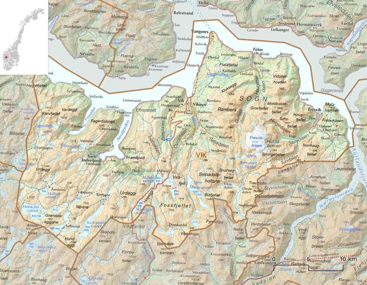 Kart over Vik kommune