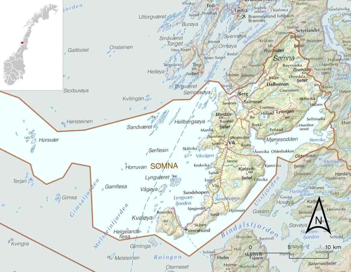 Kart over Sømna kommune