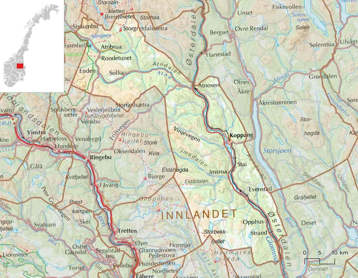 Kart over Stor-Elvdal kommune