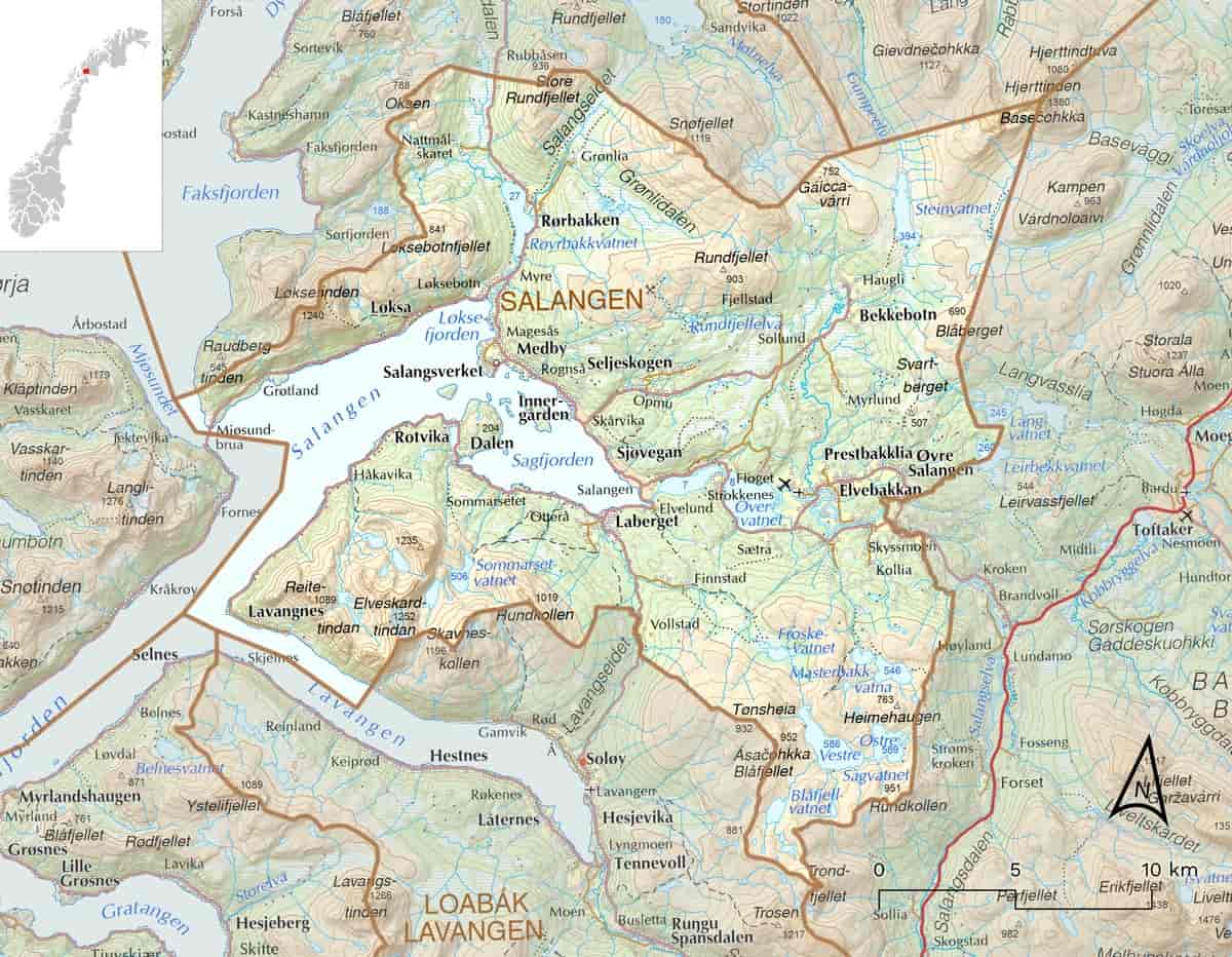 Kart over Salangen kommune