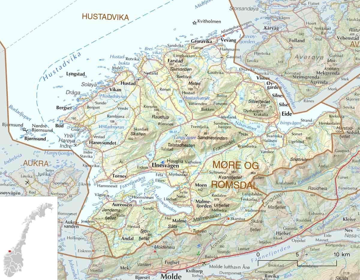 Kart over Hustadvika kommune