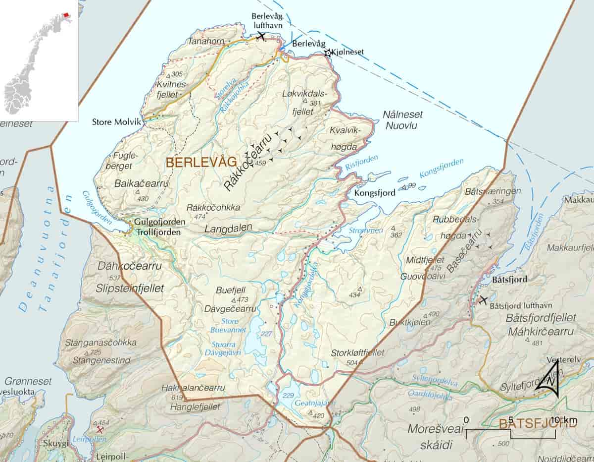 Kart over Berlevåg kommune