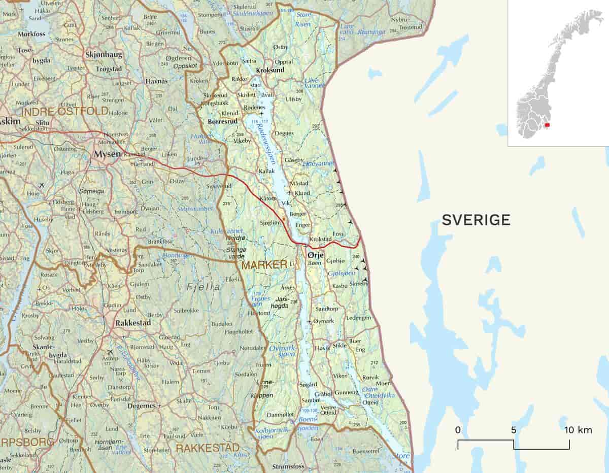 Kart over Marker kommune