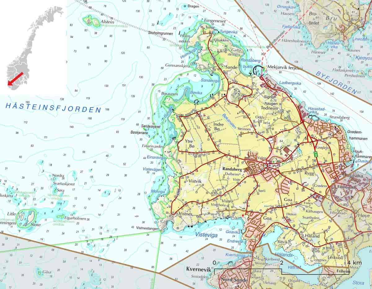 Kart over Randaberg kommune