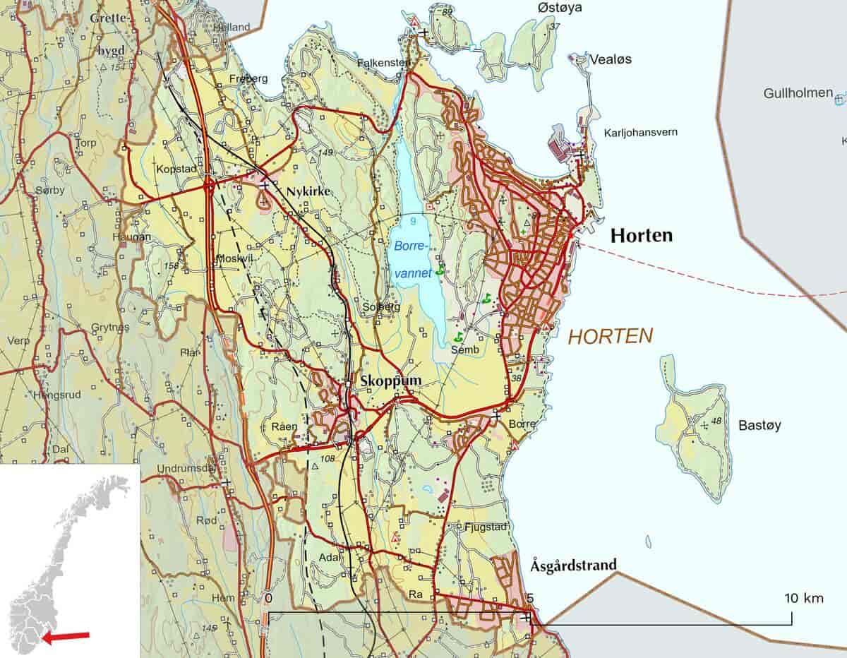 Kart over Horten kommune