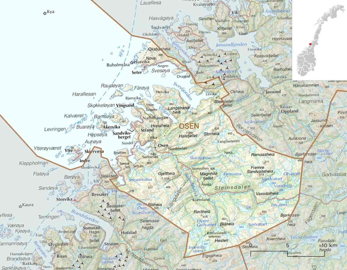 Kart over Osen kommune