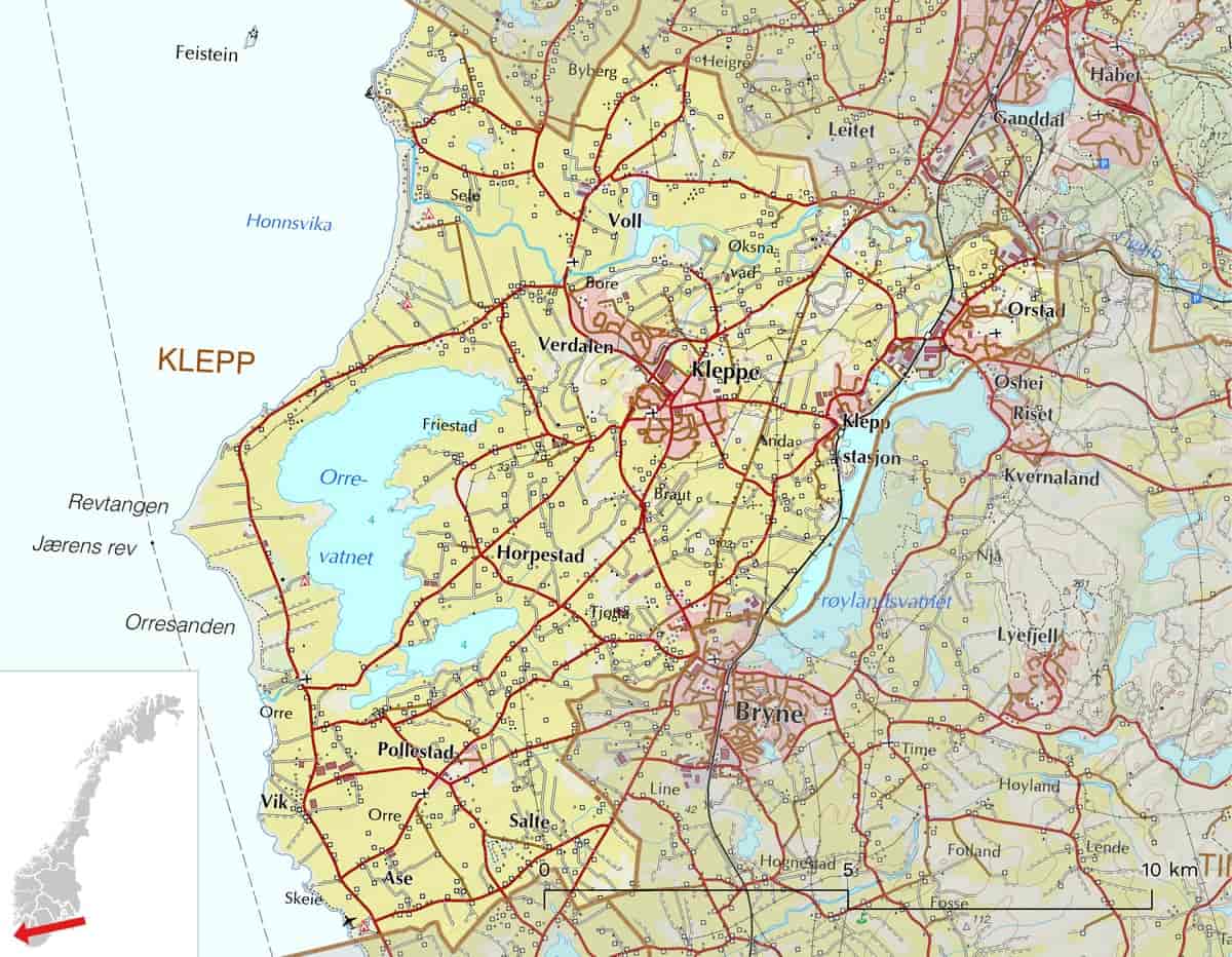 Kart over Klepp kommune