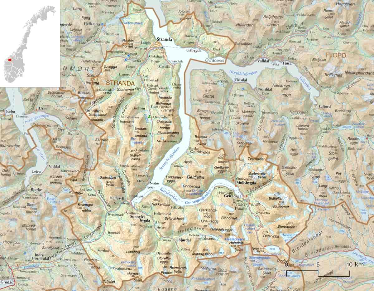 Kart over Stranda kommune
