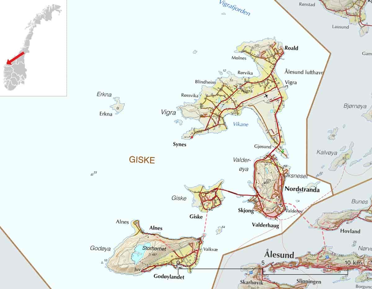 Kart over Giske kommune