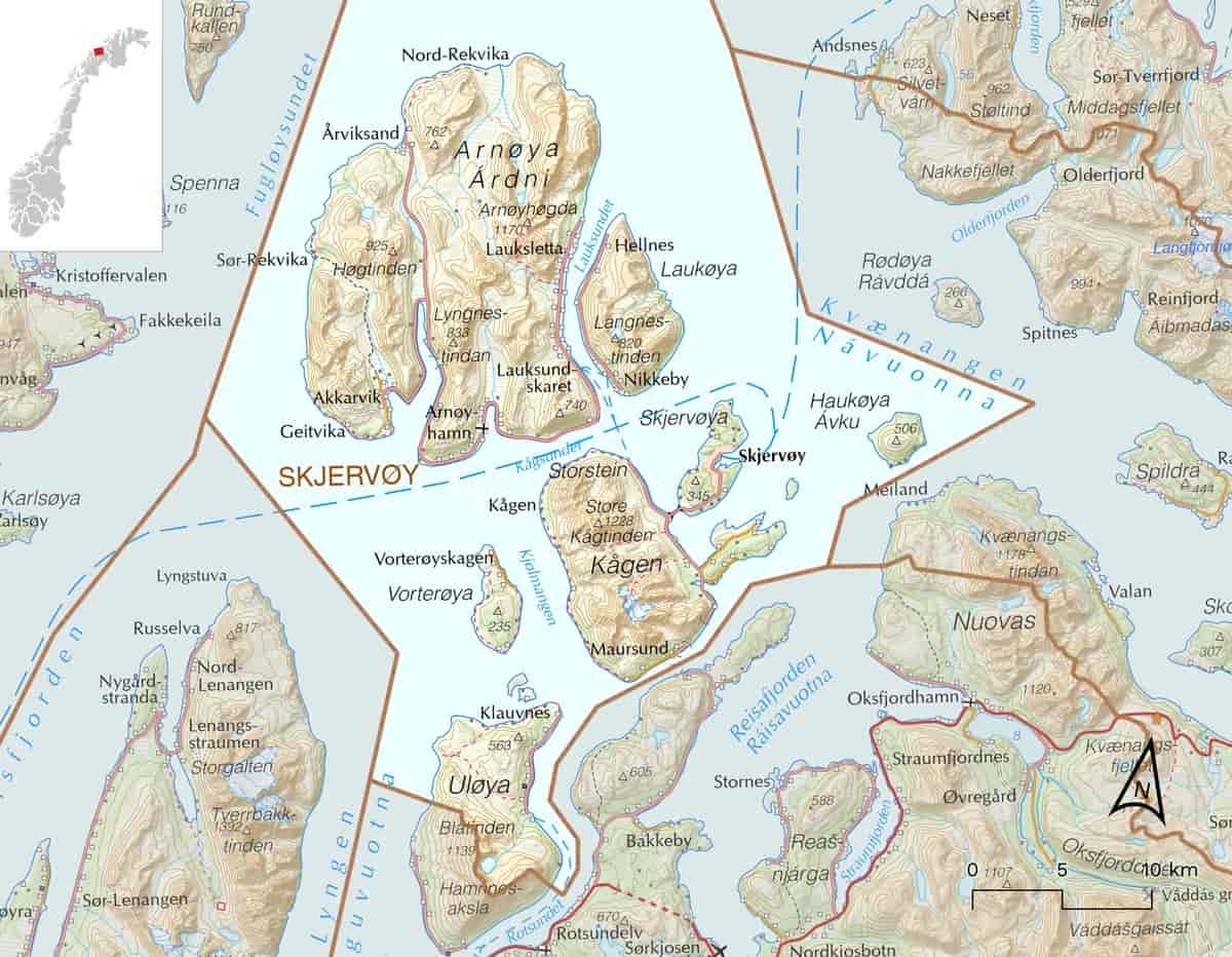 Kart over Skjervøy kommune