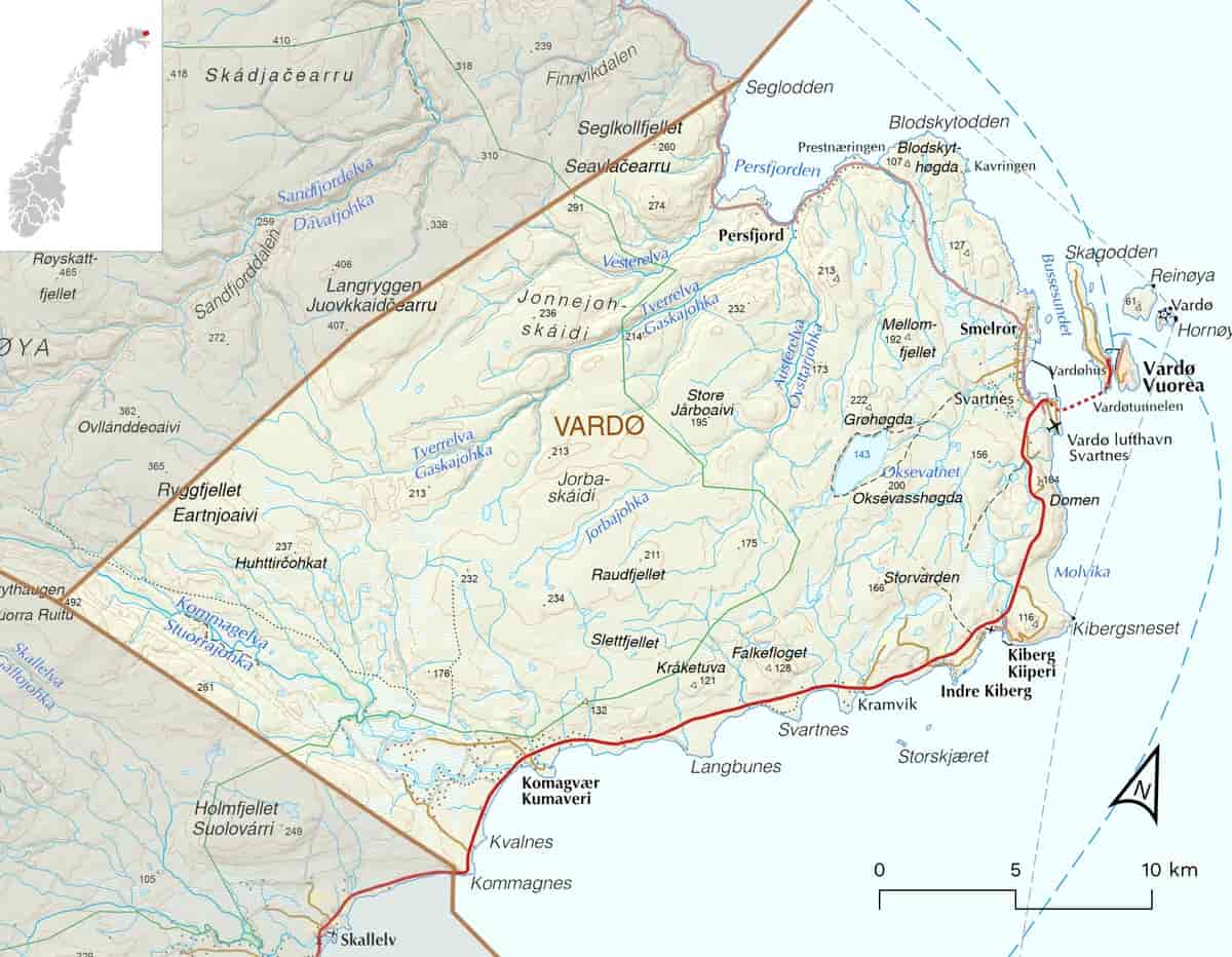 Kart over Vardø kommune