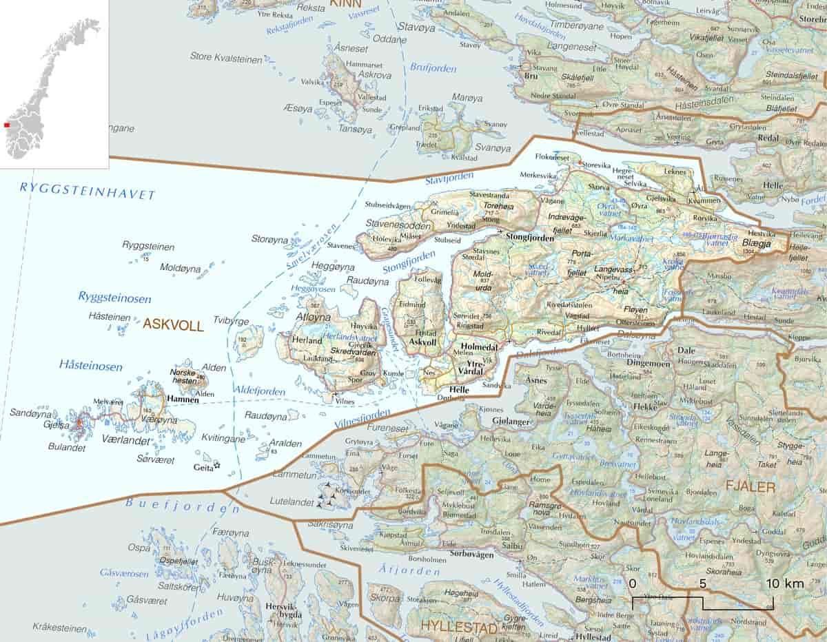 Kart over Askvoll kommune