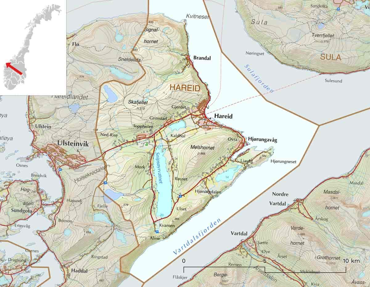 Kart over Hareid kommune