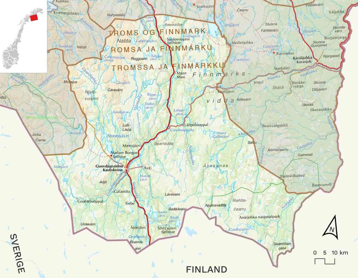Kart over Kautokeino kommune