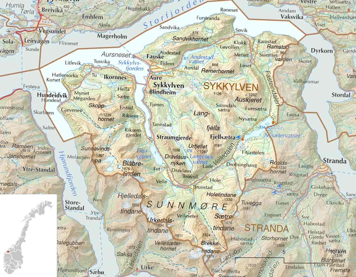 Kart over Sykkylven kommune