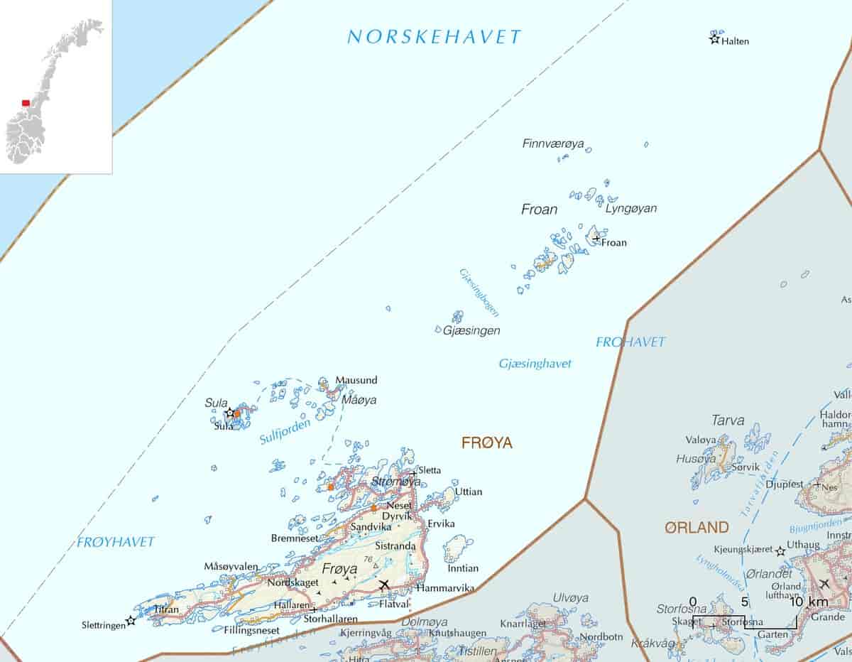 Kart over Frøya kommune