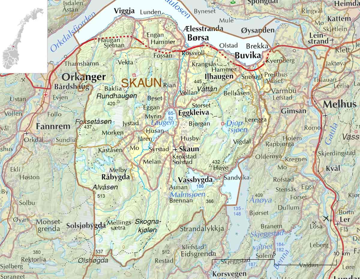 Kart over Skaun kommune