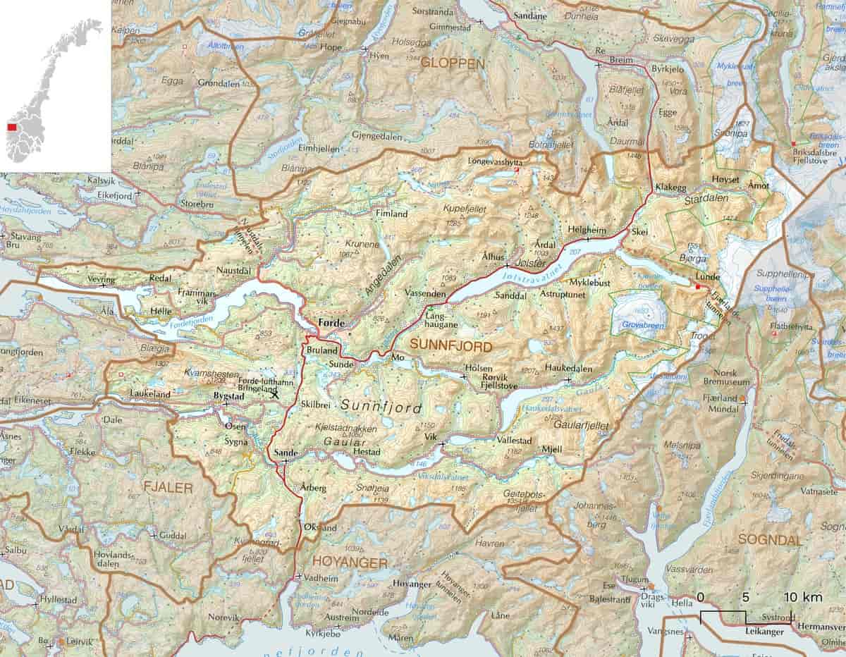 Kart over Sunnfjord kommune