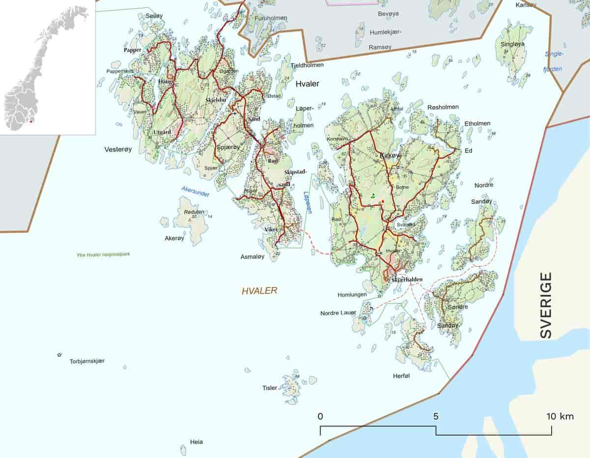Kart over Hvaler kommune