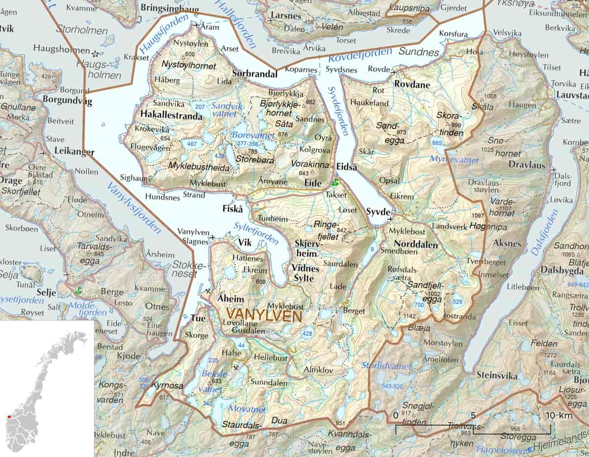 Kart over Vanylven kommune