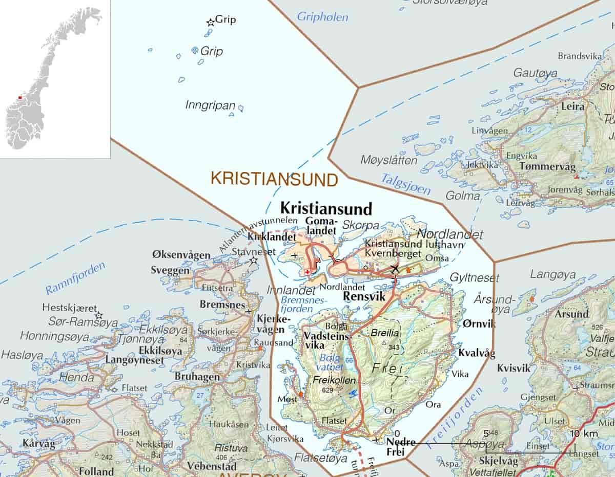 Kart over Kristiansund kommune