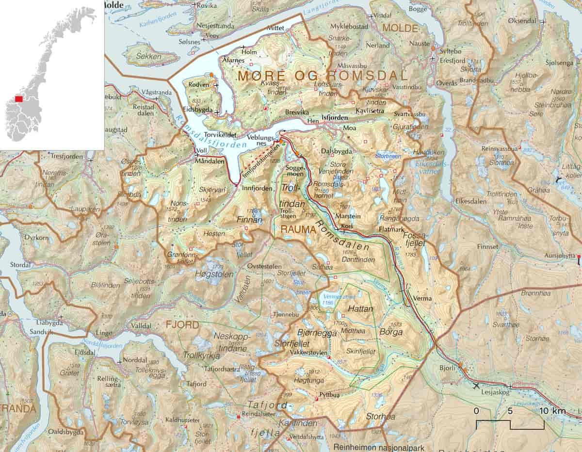 Kart over Rauma kommune