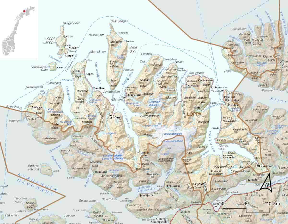 Kart over Loppa kommune