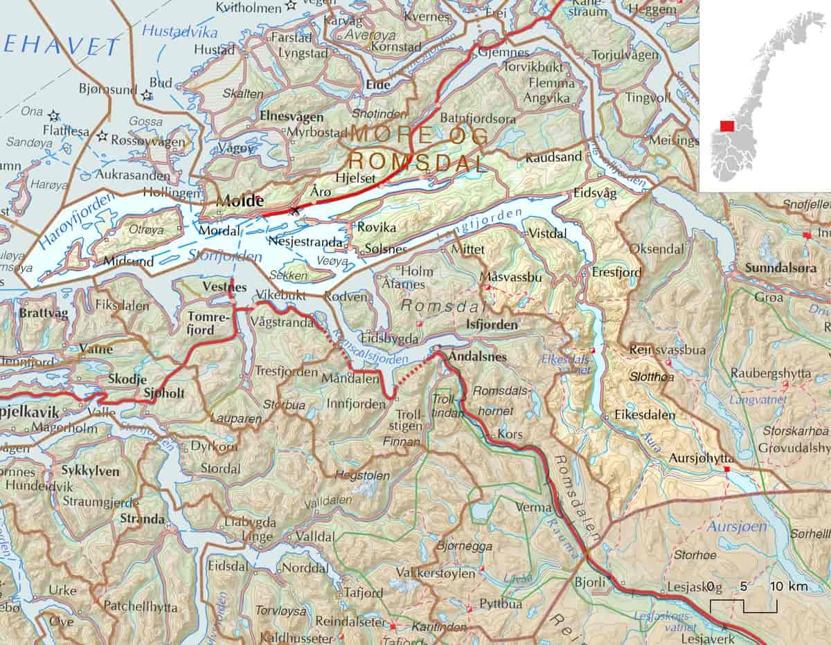 Kart over Molde kommune