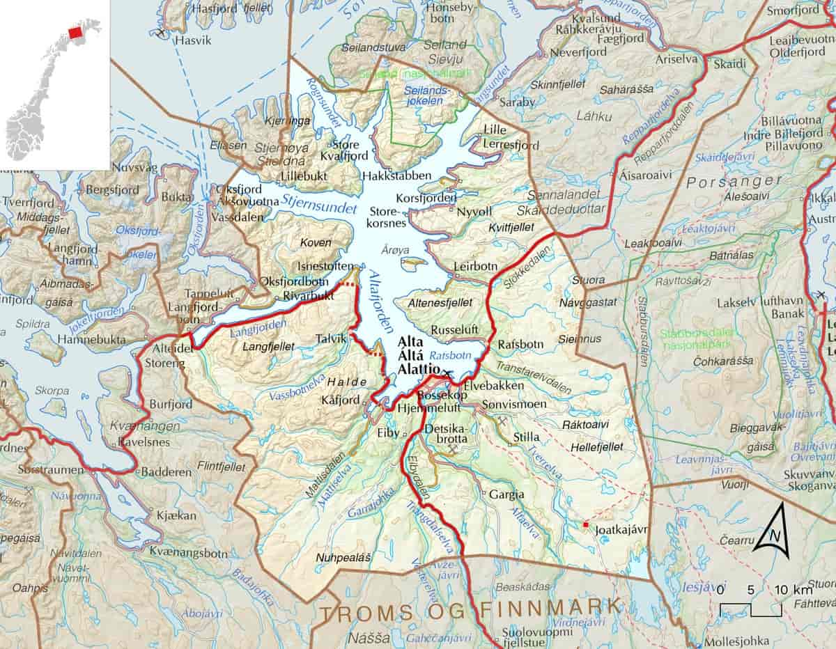 Kart over Alta kommune