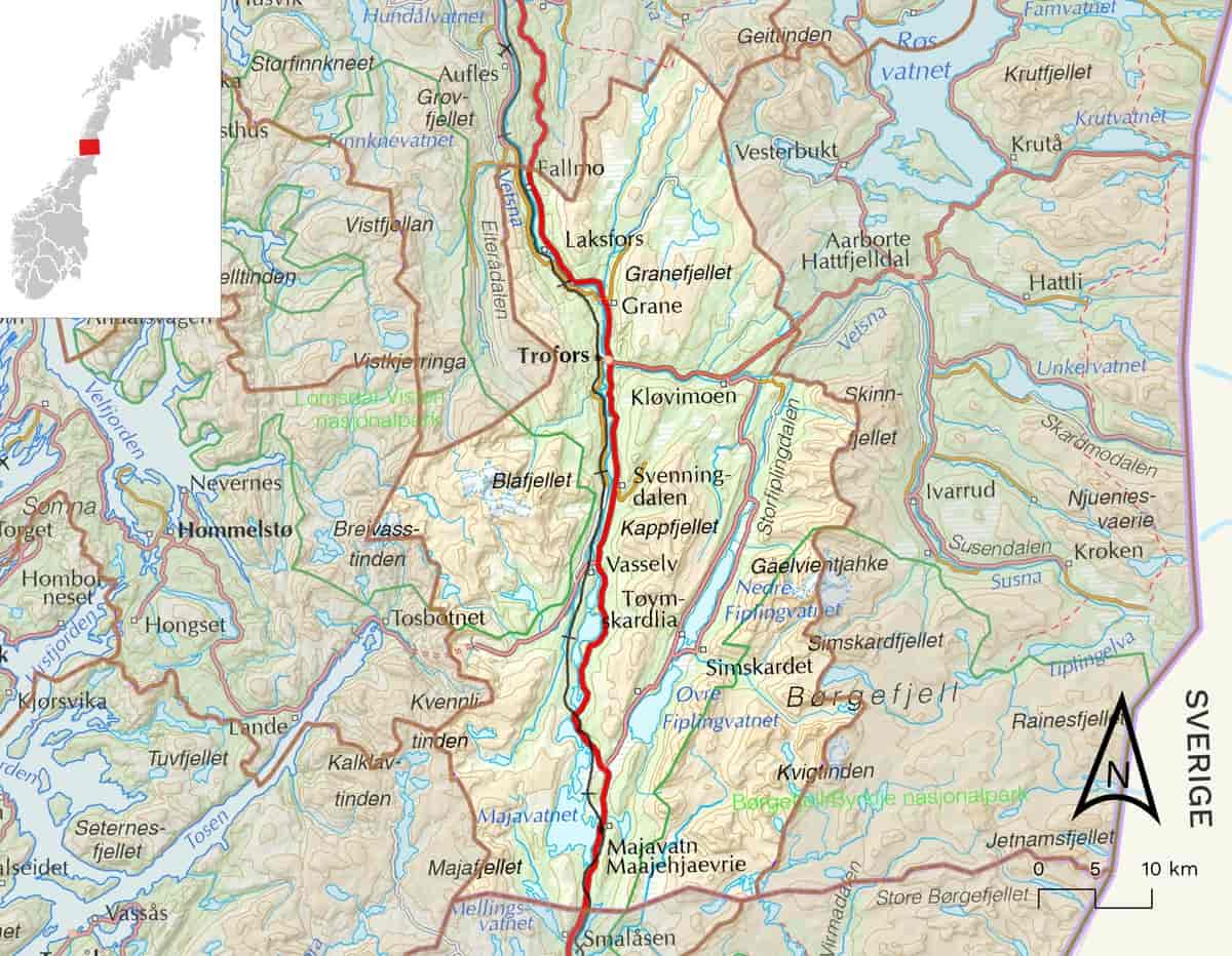 Kart over Grane kommune