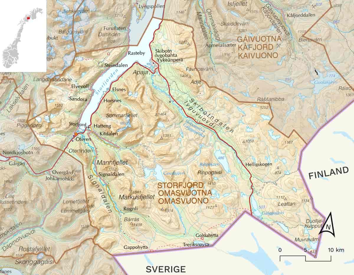 Kart over Storfjord kommune