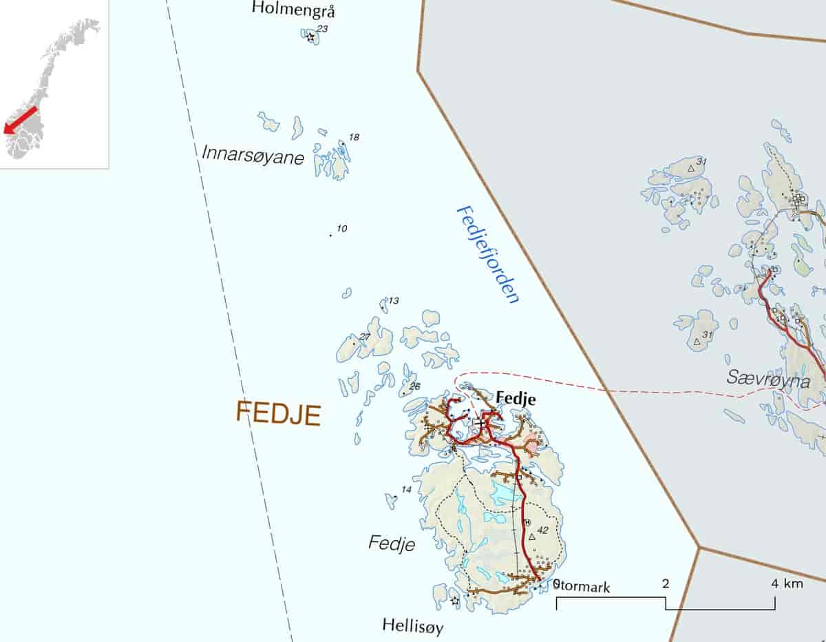 Kart over Fedje kommune