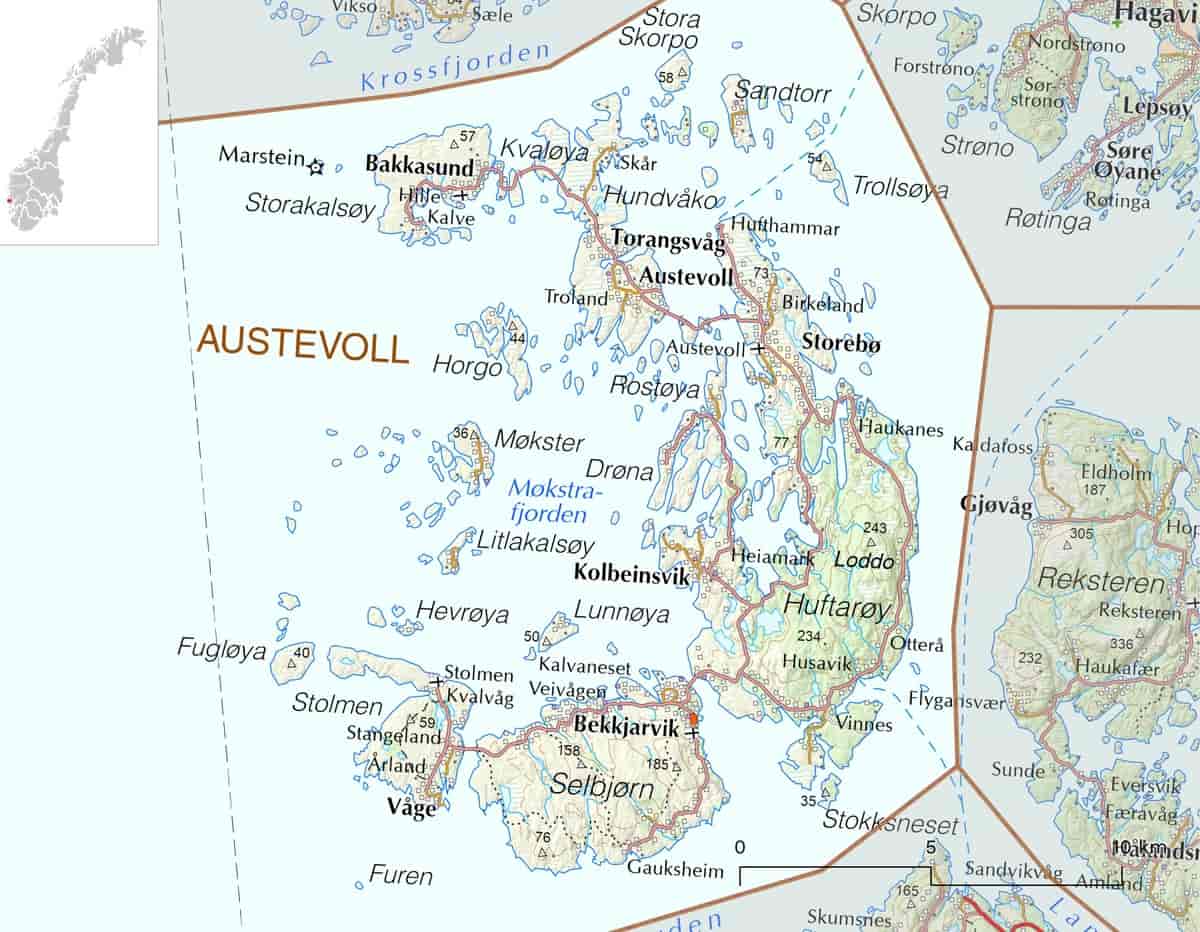 Kart over Austevoll kommune