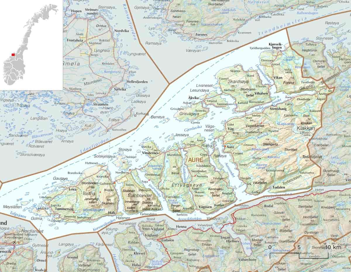 Kart over Aure kommune