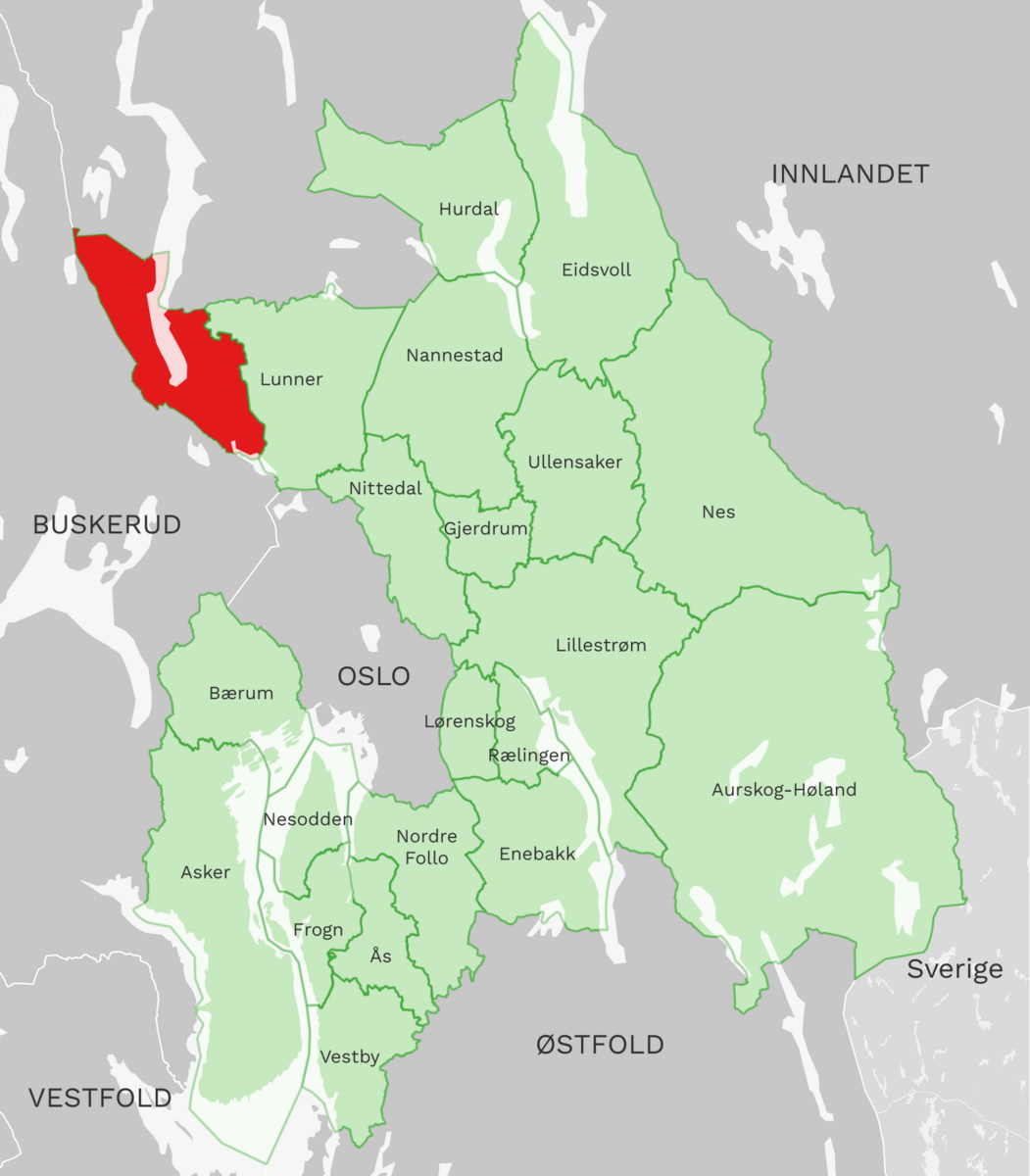 Kart: Jevnaker kommune i Akershus