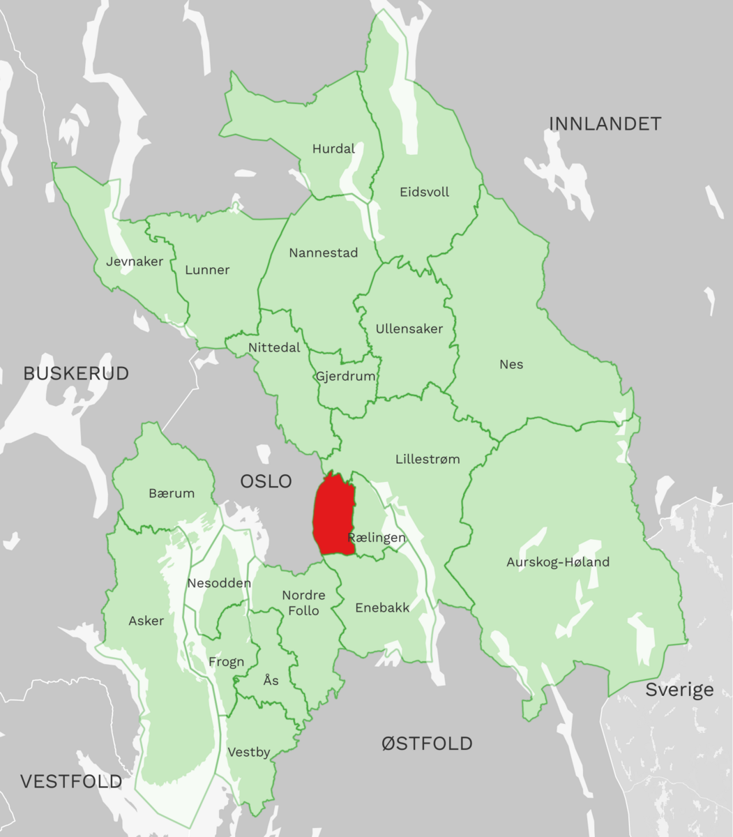 Kart: Lørenskog kommune i Akershus