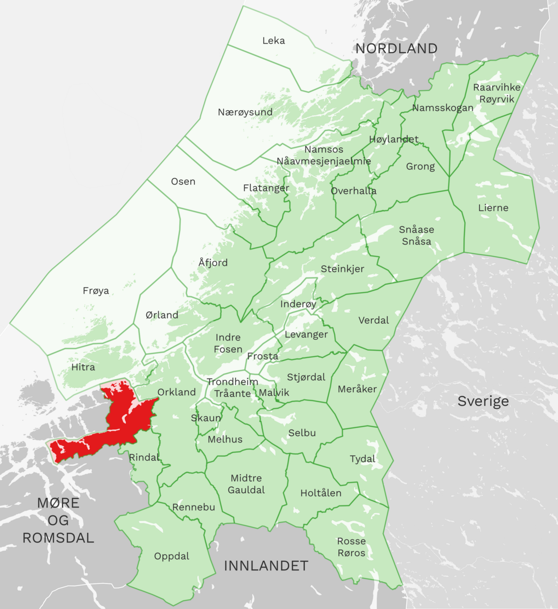 Kart: Heim kommune i Trøndelag