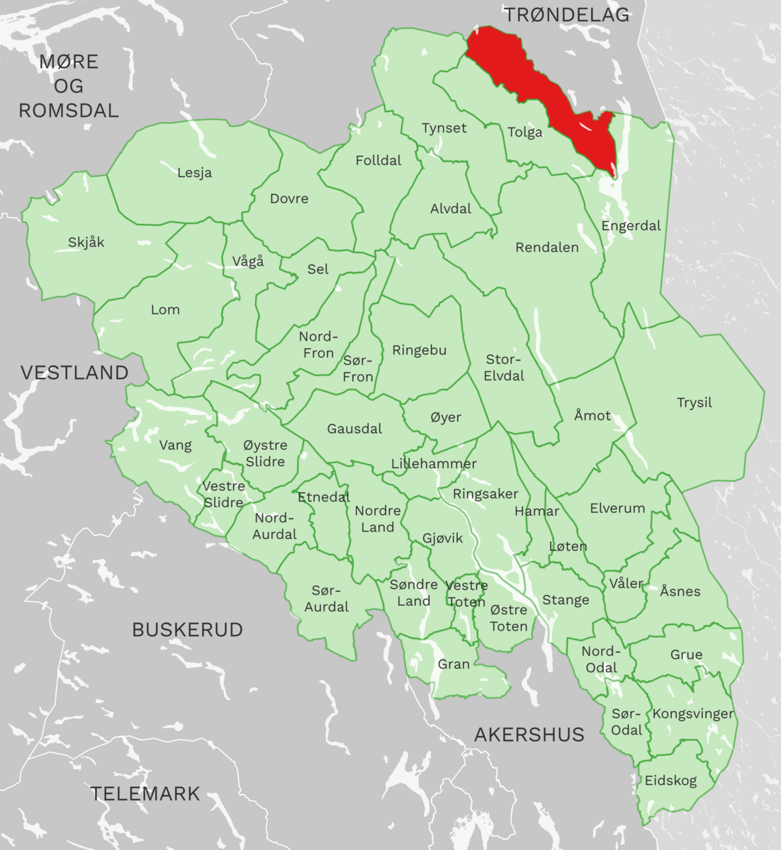Kart: Os kommune i Innlandet