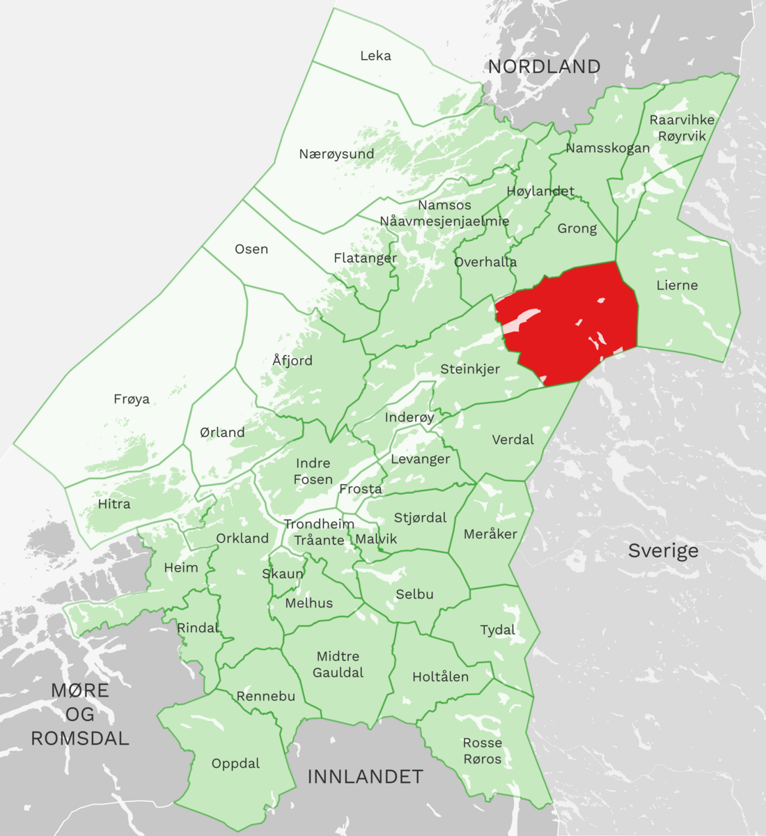 Kart: Snåsa kommune i Trøndelag