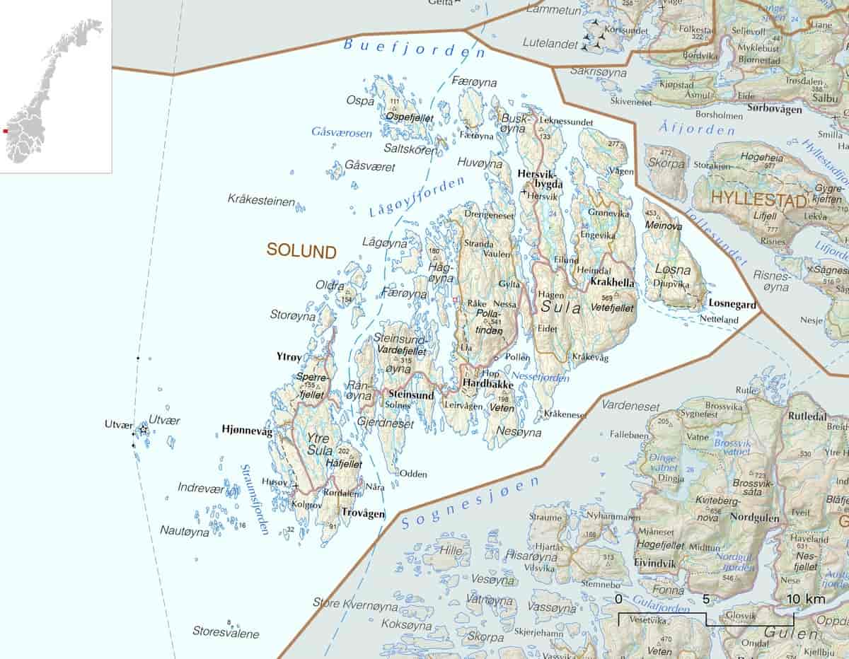 Kart over Solund kommune