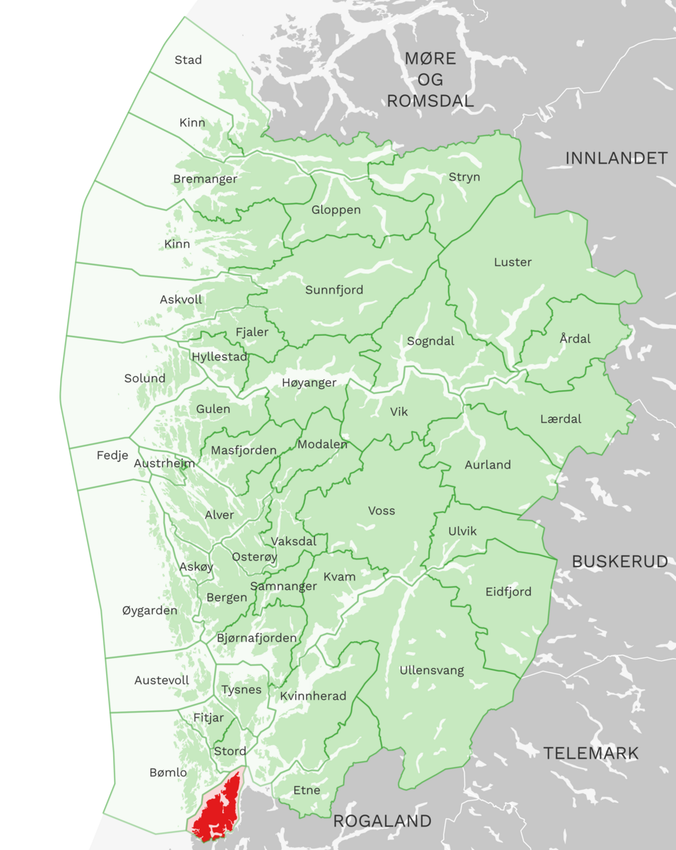 Kart: Sveio kommune i Vestland