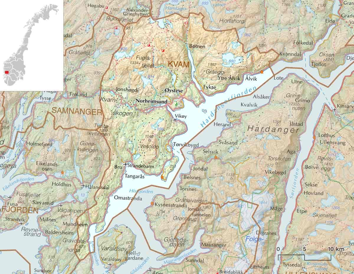 Kart over Kvam kommune