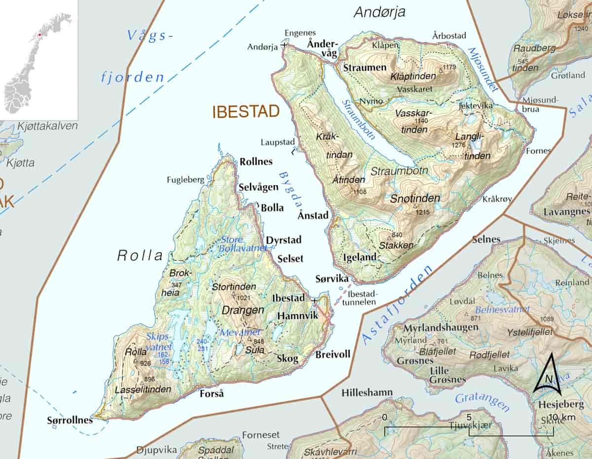 Kart over Ibestad kommune