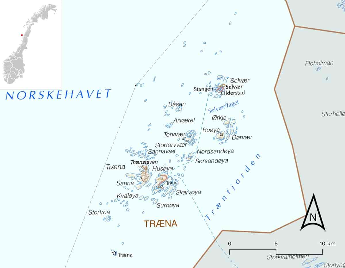 Kart over Træna kommune